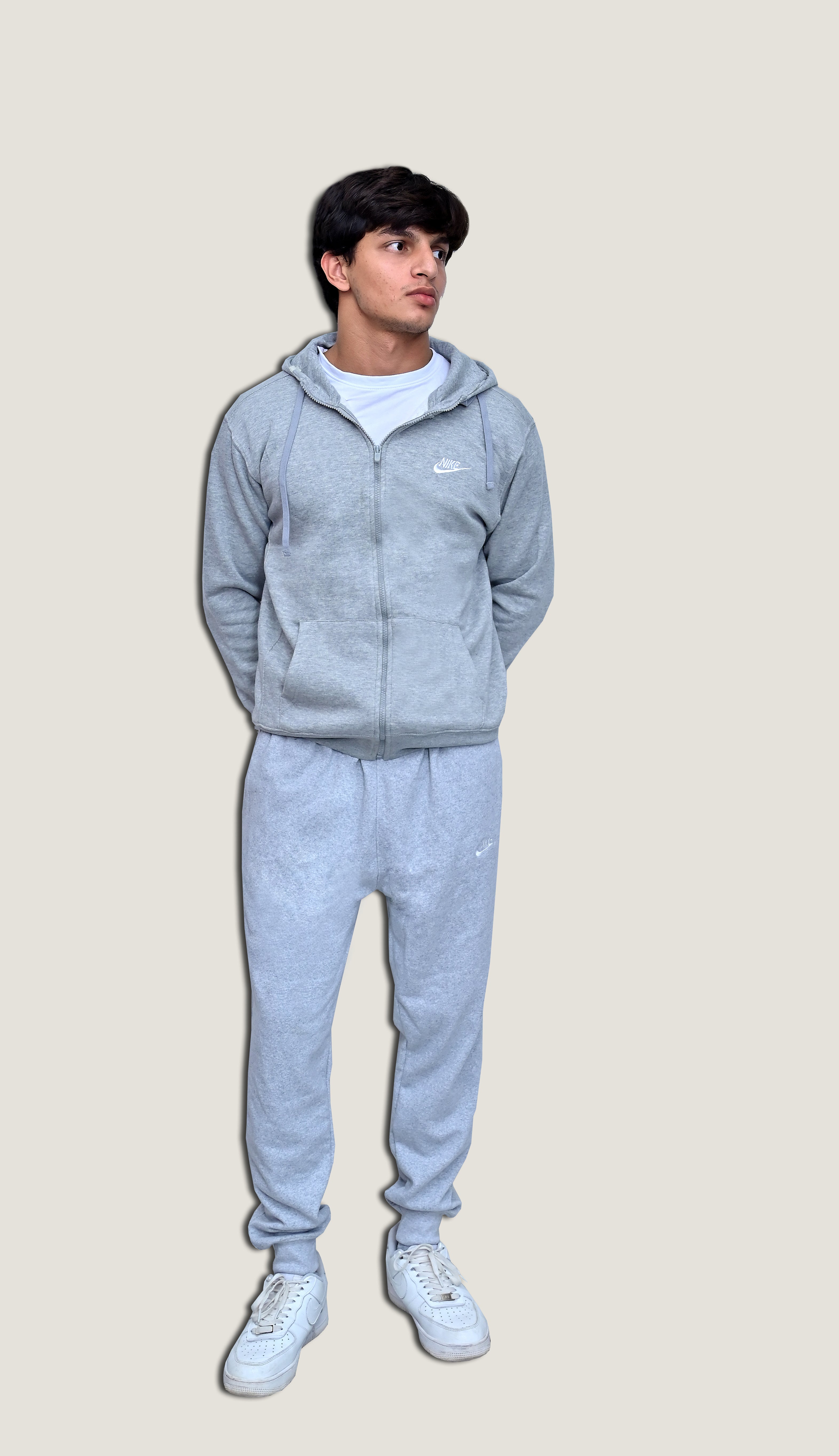 Nik Zip Hoodie Light Gray