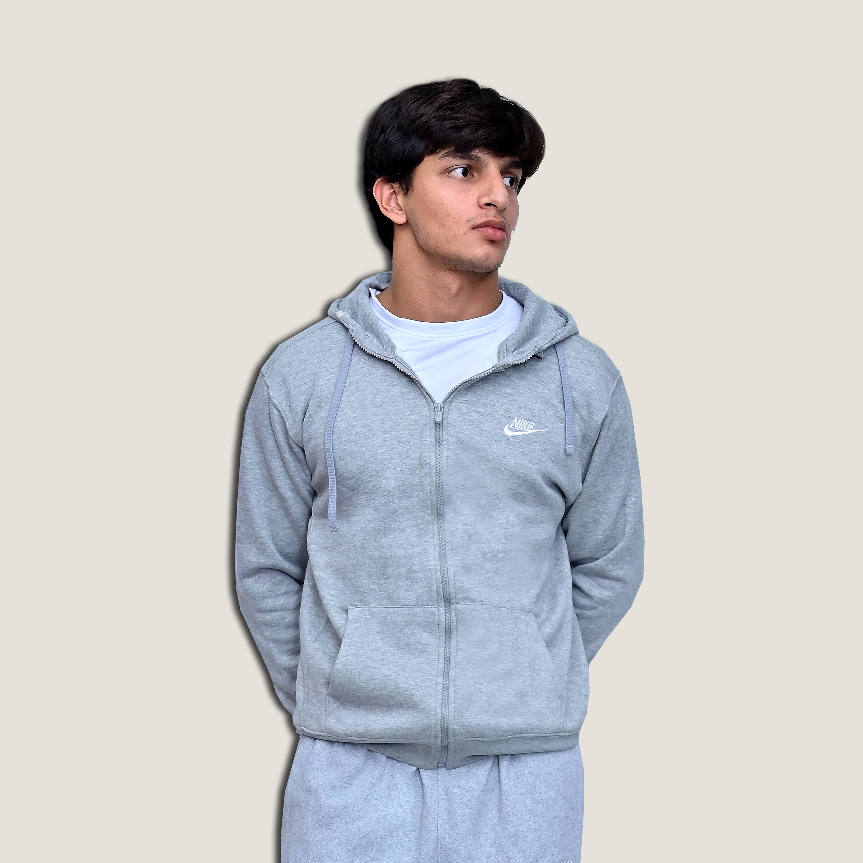 Nik Zip Hoodie Light Gray