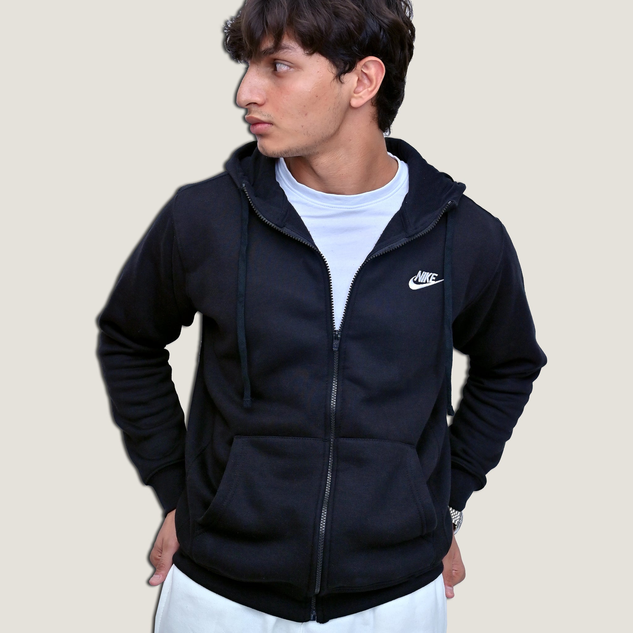 Nik Zip Hoodie Black