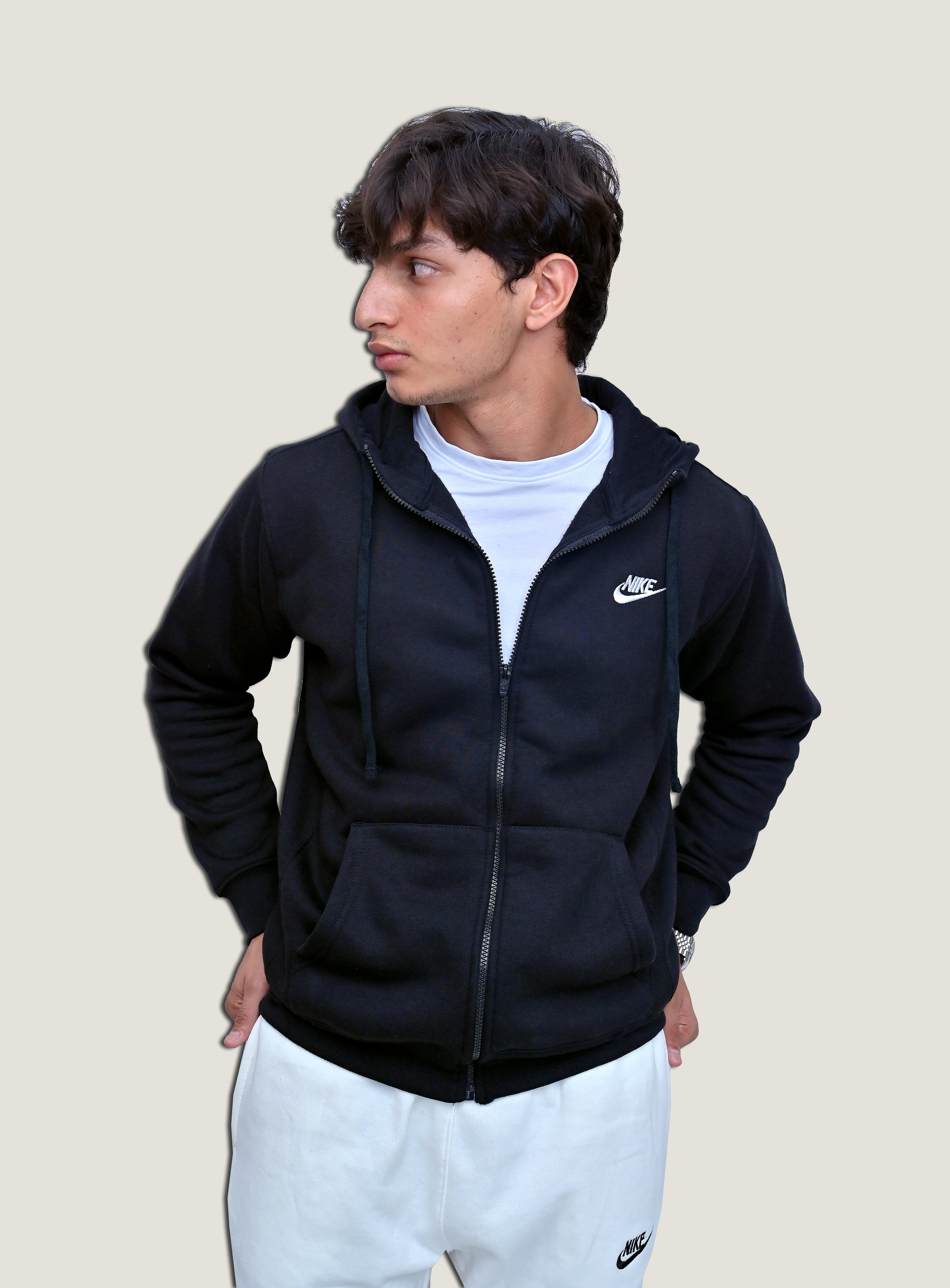 Nik Zip Hoodie Black