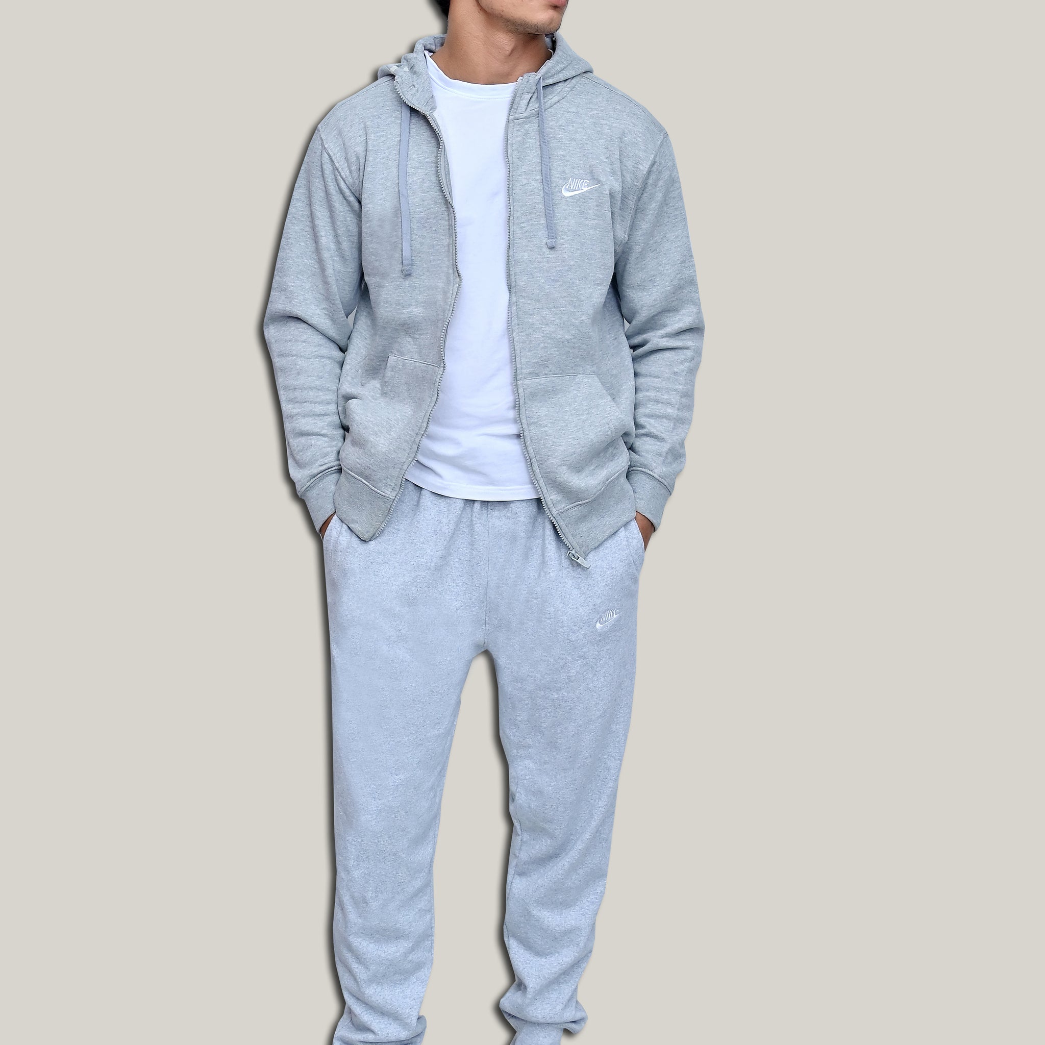 Nik Zip Hoodie Light Gray